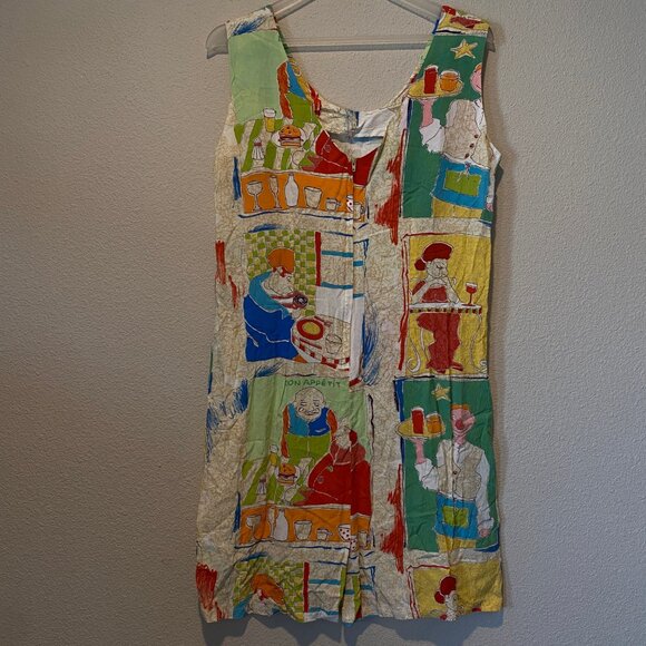 Jams World Bon Appetit Artsy Colorful Rayon Dress Size Large‎ - Picture 5 of 6
